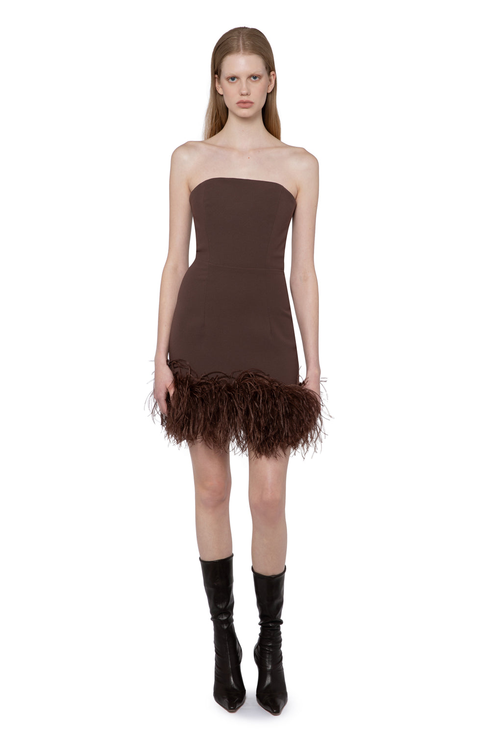 Minelli Mini Dress In Chocolate Brown Crepe