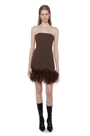 Minelli Mini Dress In Chocolate Brown Crepe