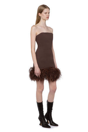 Minelli Mini Dress In Chocolate Brown Crepe