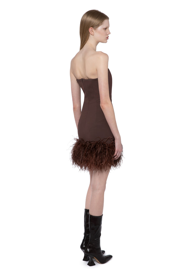 Minelli Mini Dress In Chocolate Brown Crepe