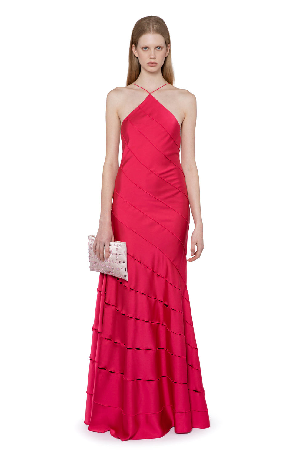 Santana Gown In Fuchsia Satin