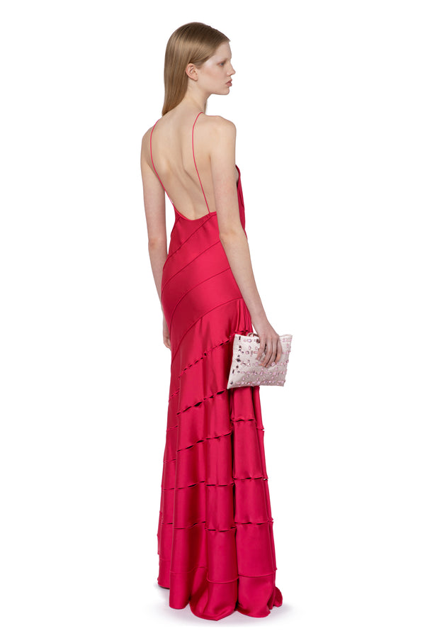 Santana Gown In Fuchsia Satin