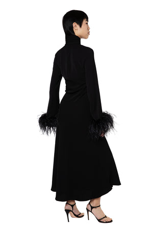 Odessa Midi Dress in Black Crepe
