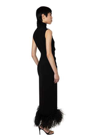 Maika Midi Dress in Black Crepe