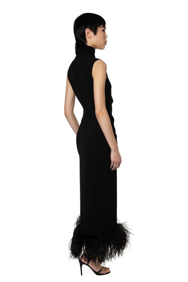 Maika Midi Dress in Black Crepe