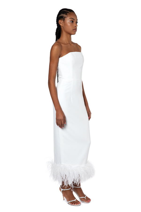 MINELLI MIDI DRESS IN WHITE CREPE