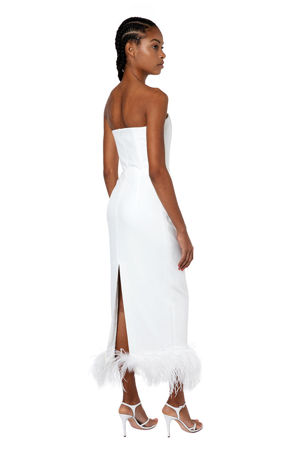 MINELLI MIDI DRESS IN WHITE CREPE