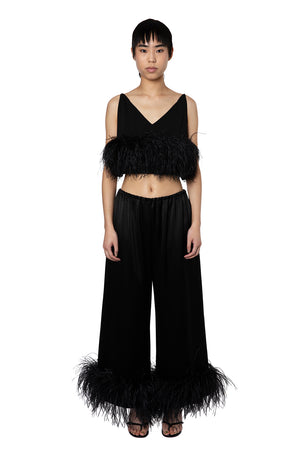 Mandrake Cropped Trouser In Black Satin
