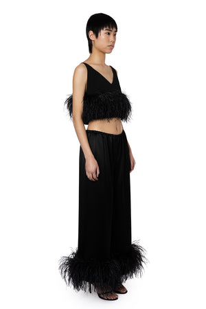 Mandrake Cropped Trouser In Black Satin