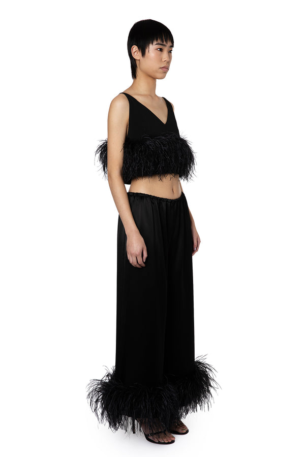Mandrake Cropped Trouser In Black Satin