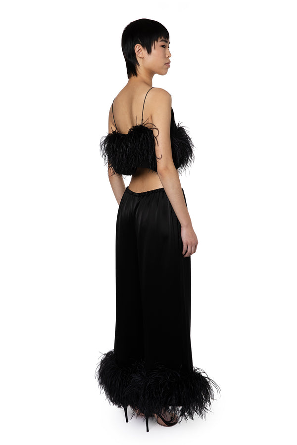 Mandrake Cropped Trouser In Black Satin