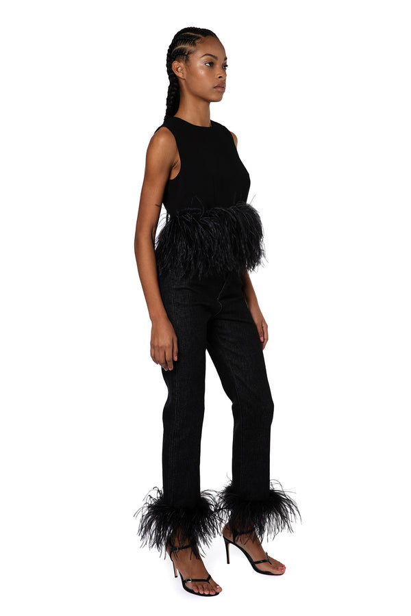 Ireri Straight Leg Jeans In Black Denim