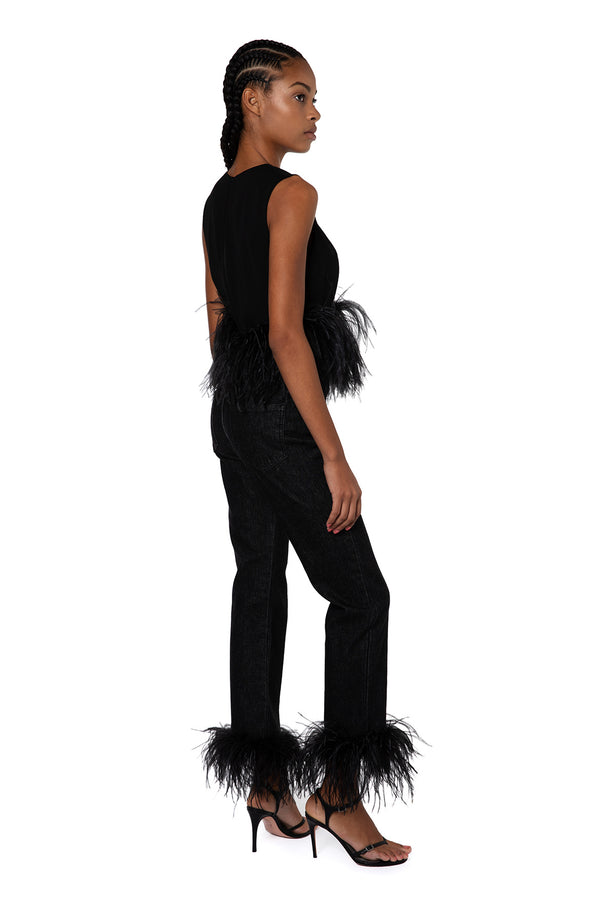 Ireri Straight Leg Jeans In Black Denim