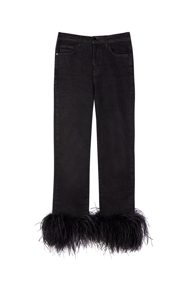 Ireri Straight Leg Jeans In Black Denim