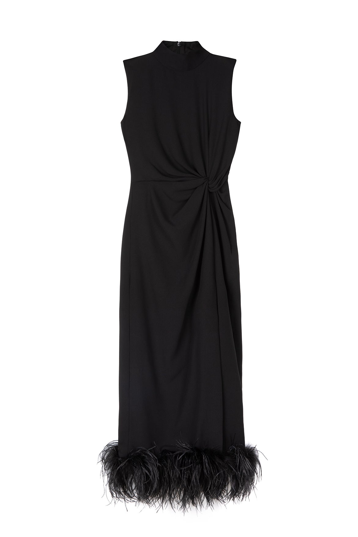 Maika Midi Dress in Black Crepe