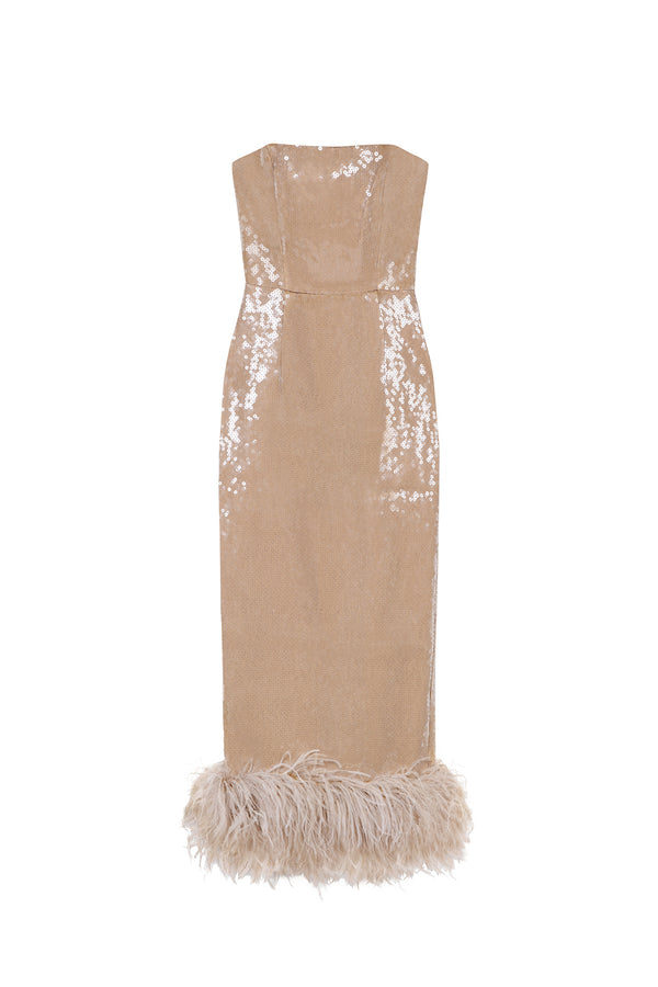 Minelli Midi Dress In Smoke Sequin
