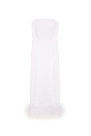 MINELLI MIDI DRESS IN WHITE CREPE