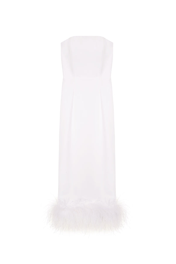 MINELLI MIDI DRESS IN WHITE CREPE