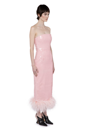 Minelli Midi Dress In Pink Sequin
