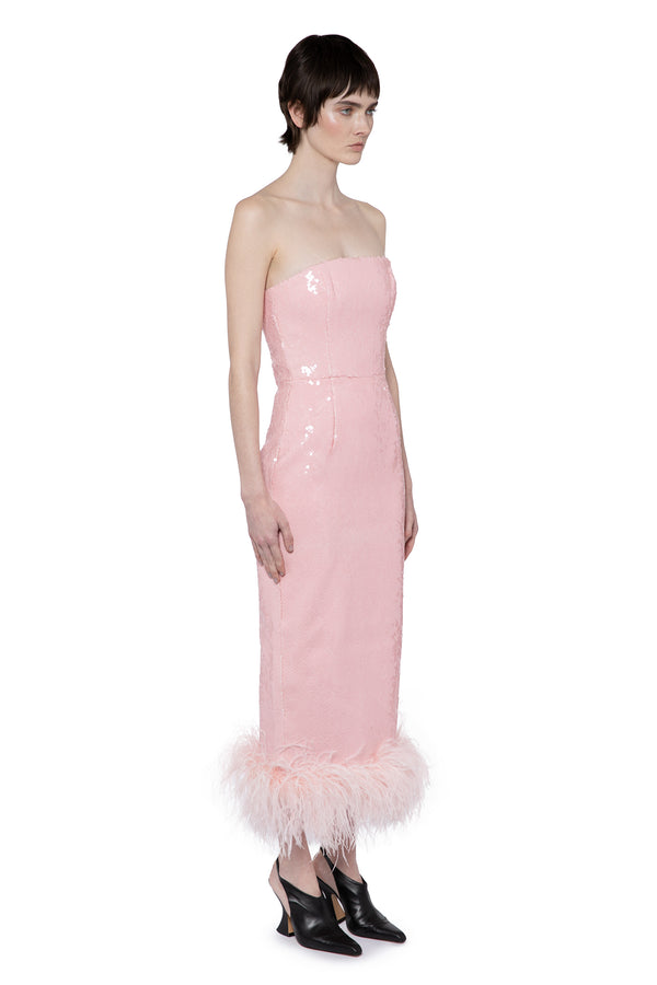 Minelli Midi Dress In Pink Sequin
