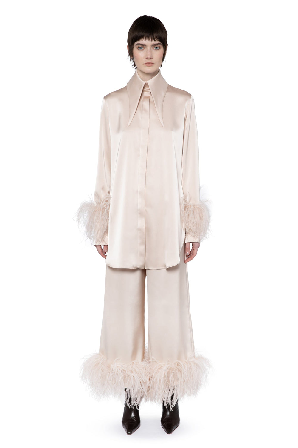 Mandrake Cropped Trouser In Powder Satin