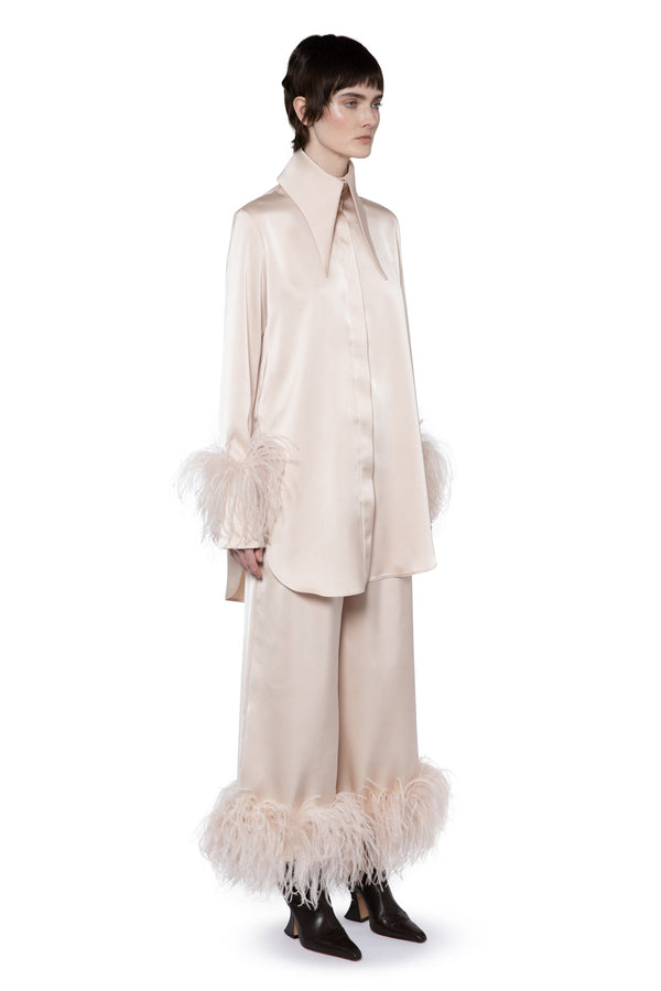 Mandrake Cropped Trouser In Powder Satin