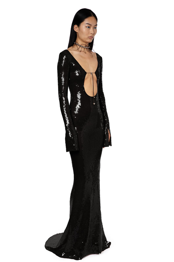 Solaris Gown In Black Sequin