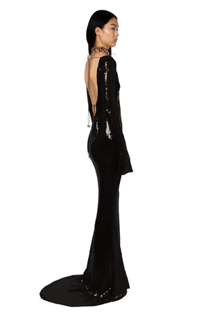 Solaris Gown In Black Sequin
