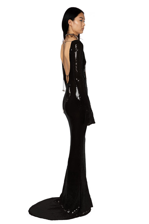 Solaris Gown In Black Sequin