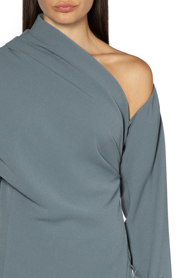 Adelaide Midi Dress In Anthracite Crepe