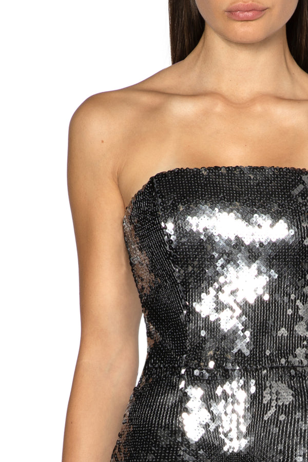 Minelli Midi Dress In Anthracite Sequin