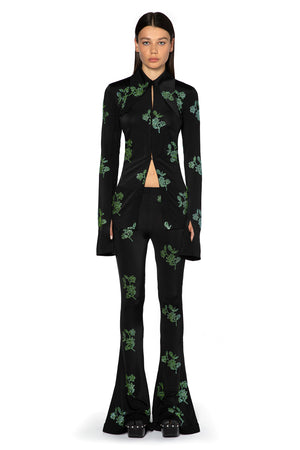 Koro Trouser In Black With Green Crystals