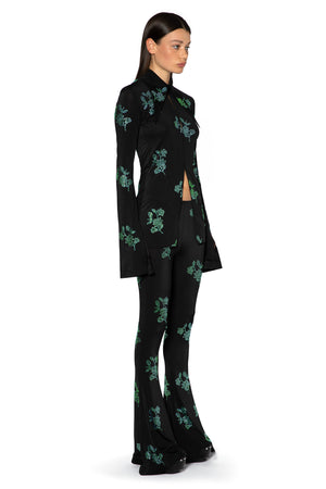 Koro Trouser In Black With Green Crystals