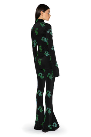 Koro Trouser In Black With Green Crystals