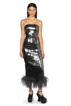 Minelli Midi Dress In Anthracite Sequin