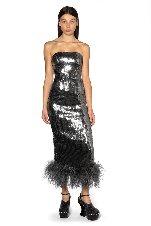Minelli Midi Dress In Anthracite Sequin