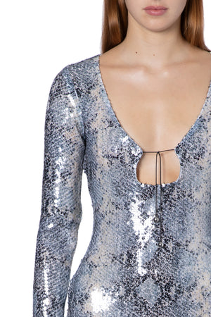 Solaria Mini Dress In Sequin Python Print